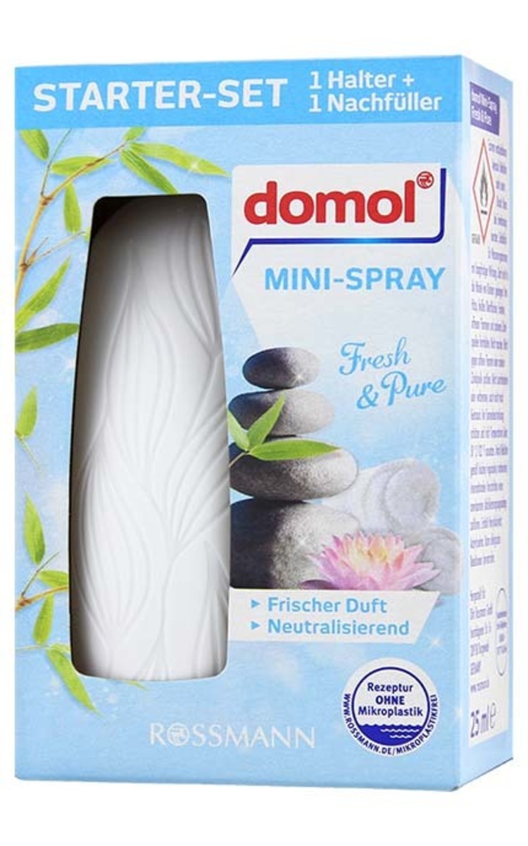 DOMOL DOMOL Fresh&Pure mini gaisa atsvaidzinātāja ierīce un 1 rezerves, 25ml 1 gab.