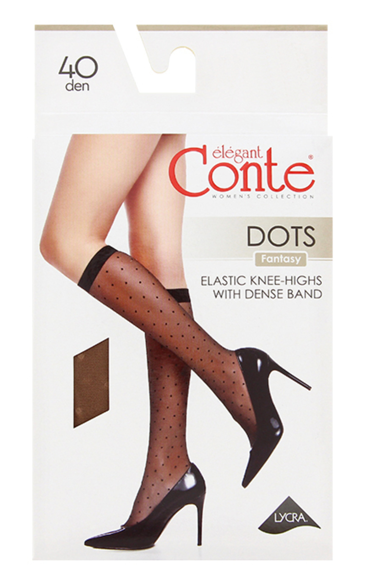 CONTE CONTE Fantasy Dots 40den pusgarās zeķes, Nero, 1 pāris Ultra Black