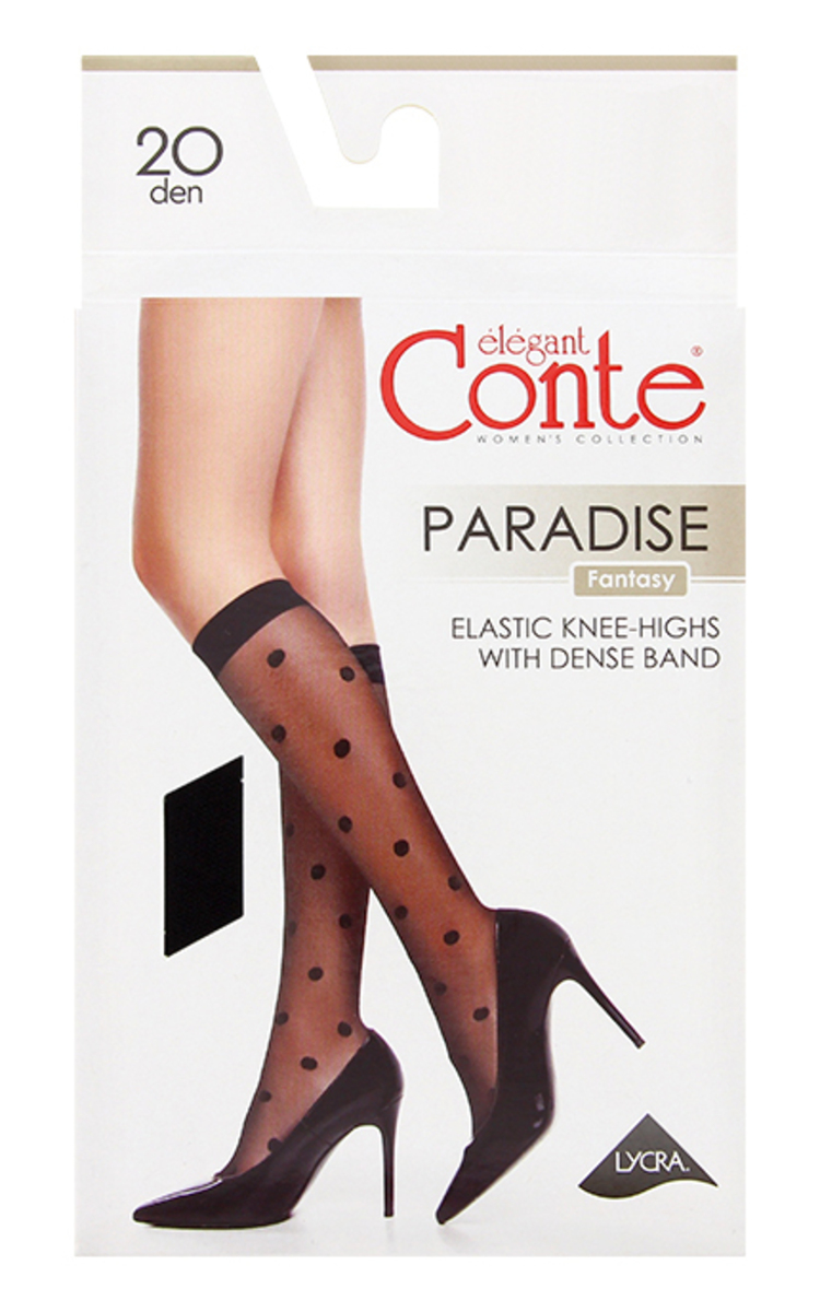 CONTE CONTE Fantasy Paradise 20den pusgarās zeķes, Nero, 1 pāris Ultra Black