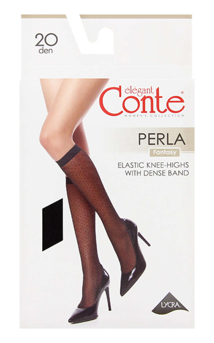 CONTE CONTE Fantasy Perla 20den pusgarās zeķes, Nero, 1 pāris Ultra Black