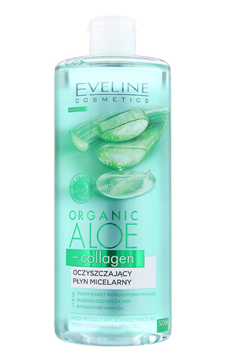 EVELINE EVELINE Organic Aloe + Collagen attīrošs micelārais ūdens, 400ml 500 ml