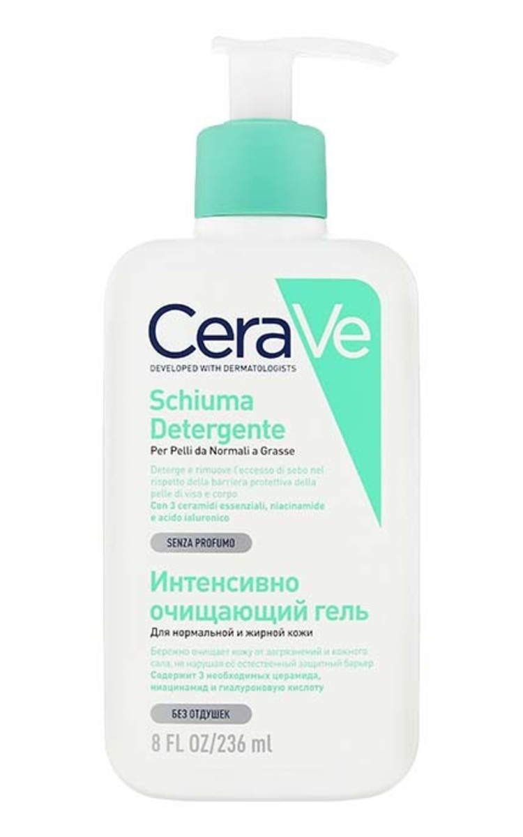 CERAVE CERAVE Foaming Cleanser attīrošs un putojošs gels normālai un taukainai ādai, 236ml 236 ml