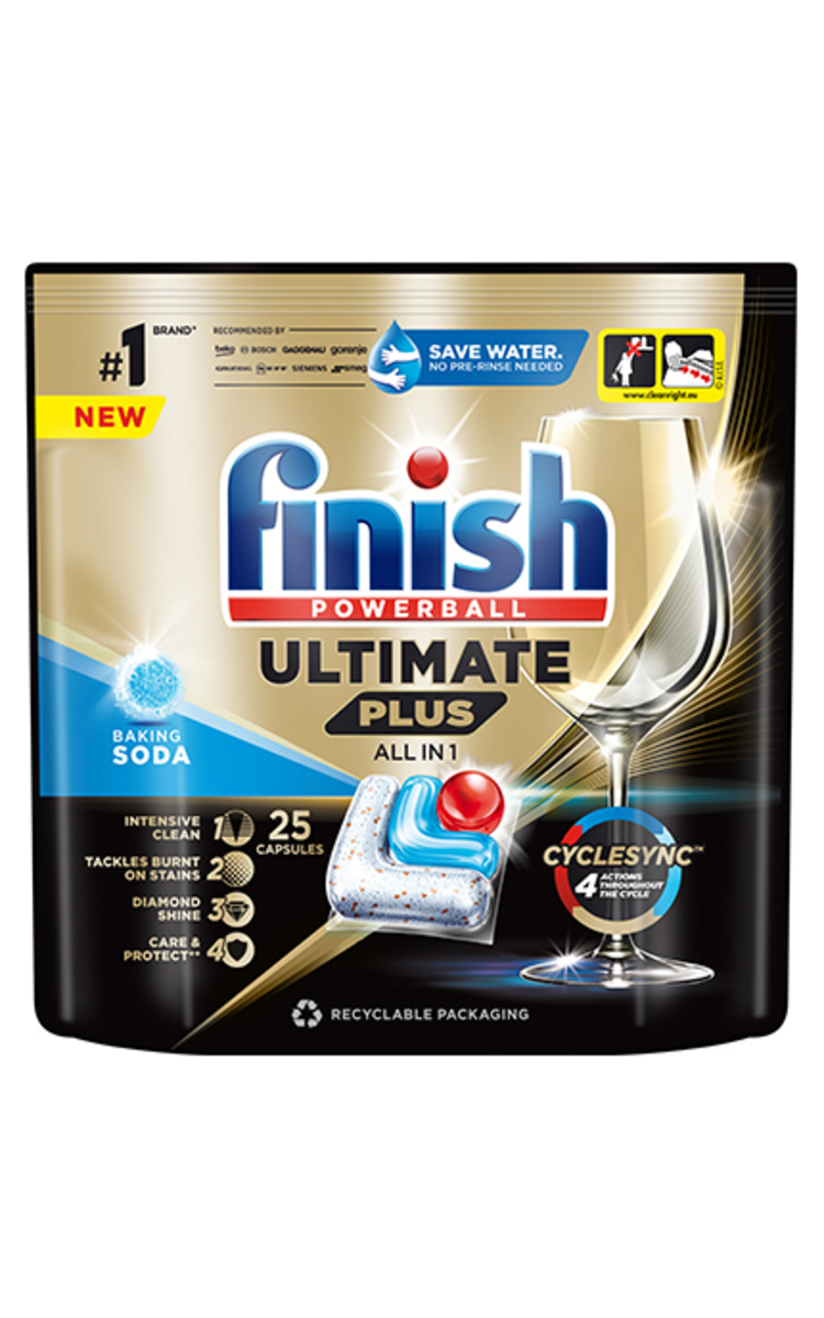 FINISH FINISH Ultimate Plus All in 1 Baking Soda kapsulas trauku mazgāšanas mašīnai, 25gab. 25 gab.