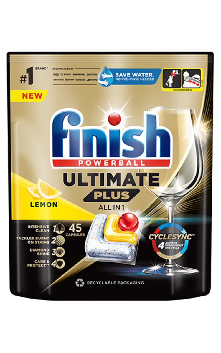 FINISH FINISH Ultimate Plus All in 1 Lemon kapsulas trauku mazgāšanas mašīnai, 45gab. 45 gab.