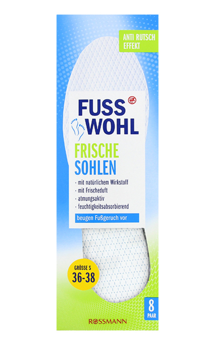 FUSS WOHL FUSS WOHL Frische Sohlen zolītes apaviem pēdu svaigumam, 8pāri S 36-38