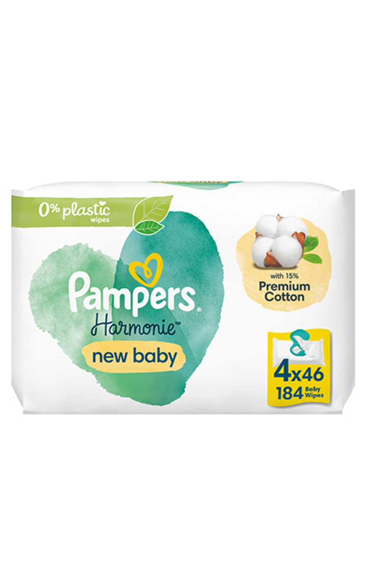 PAMPERS PAMPERS Harmonie New Baby mitrās salvetes, 4x46gab. 184 gab.