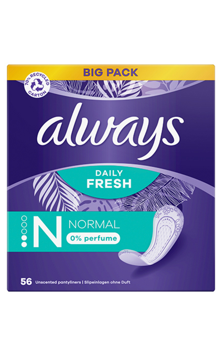 ALWAYS ALWAYS Daily Fresh Normal 0% Perfume ikdienas ieliktnīši, 56gab. 56 gab.