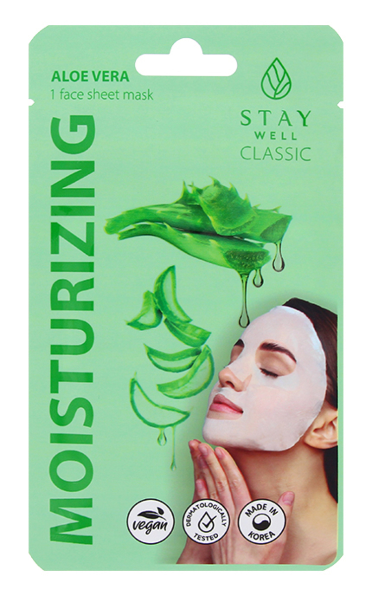 STAY WELL STAY WELL Classic Aloe Vera mitrinoša maska sejai, 1gab., 22g 1 gab.