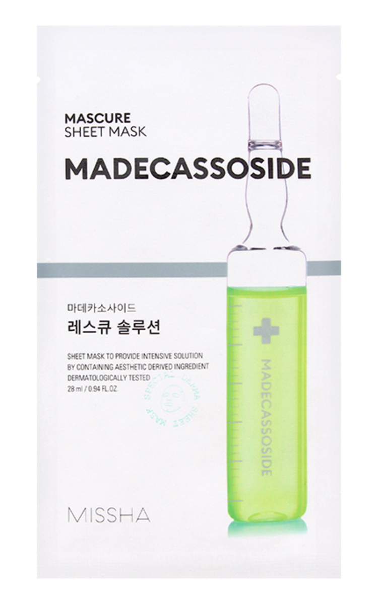 MISSHA MISSHA Mascure Madecassoside nomierinoša maska ar madekasosīdu, 28ml 1 gab.