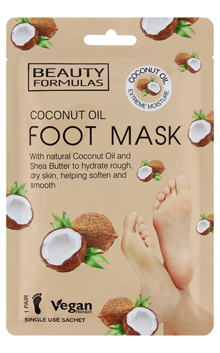 BEAUTY FORMULAS BEAUTY FORMULAS Coconut oil mitrinoša maska kāju pēdām, 1pāris 2 gab.