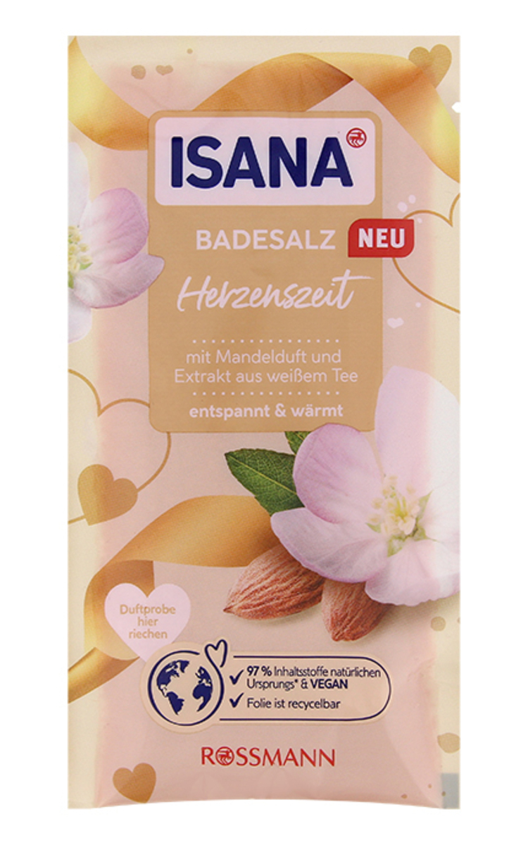 ISANA ISANA Herzenszeit vannas sāls ar mandeļziedu aromātu un baltās tējas ekstraktu, 80g 80 g