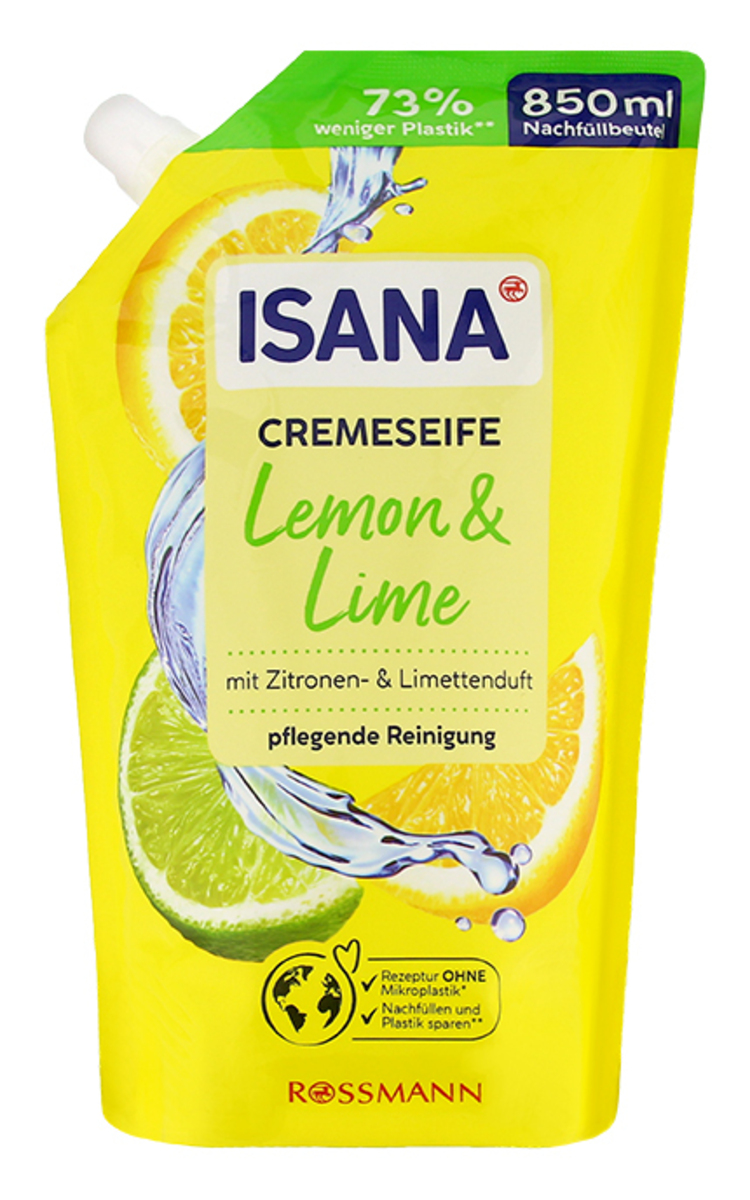 ISANA ISANA Lemon&Lime šķidrās krēmziepes, rezerve, 850ml 850 ml