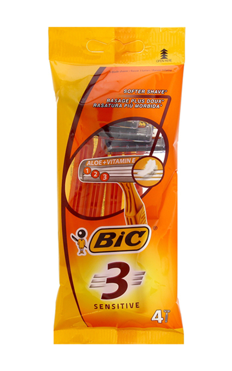 BIC BIC Sensitive3 vienreizējie vīriešu skuvekļi, 4gab. 4 gab.