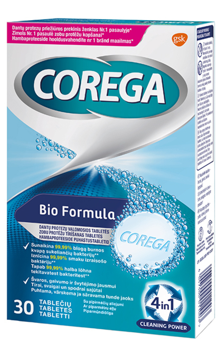 COREGA COREGA Bio Таблетки для очищения зубных протезов, 30шт. 30 шт