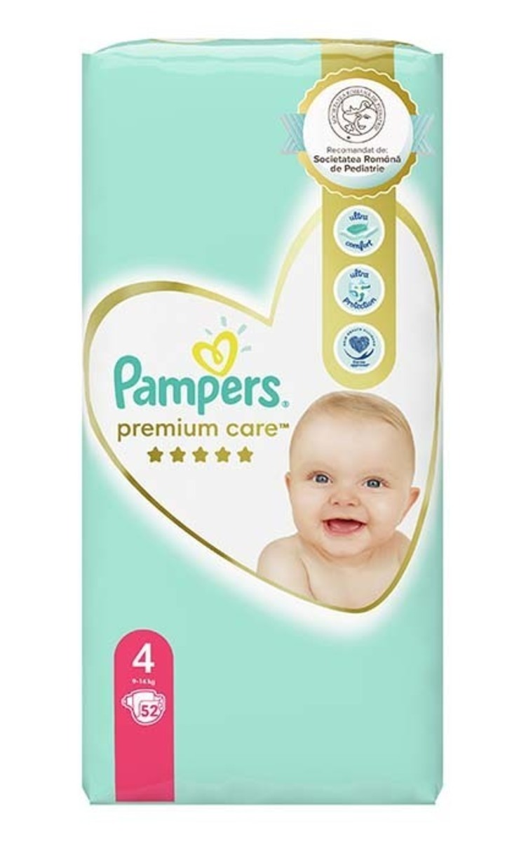 PAMPERS PAMPERS Premium Care Maxi4 подгузники, 9-14кг, 52шт. 52 шт